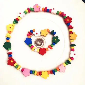 

New Sun Flower Necklace Kids Wood Necklace Bracelet Set (1 Bracelet +1 Necklace) Children's Birthday Party Gifts Fashion Jewelry