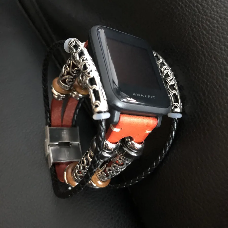 

For Amazfit Bip Retro Genuine Leather Watchband for Huami Amazfit Bip Youth Watch 20mm Wrist Strap Bracelet for vivoactive 3