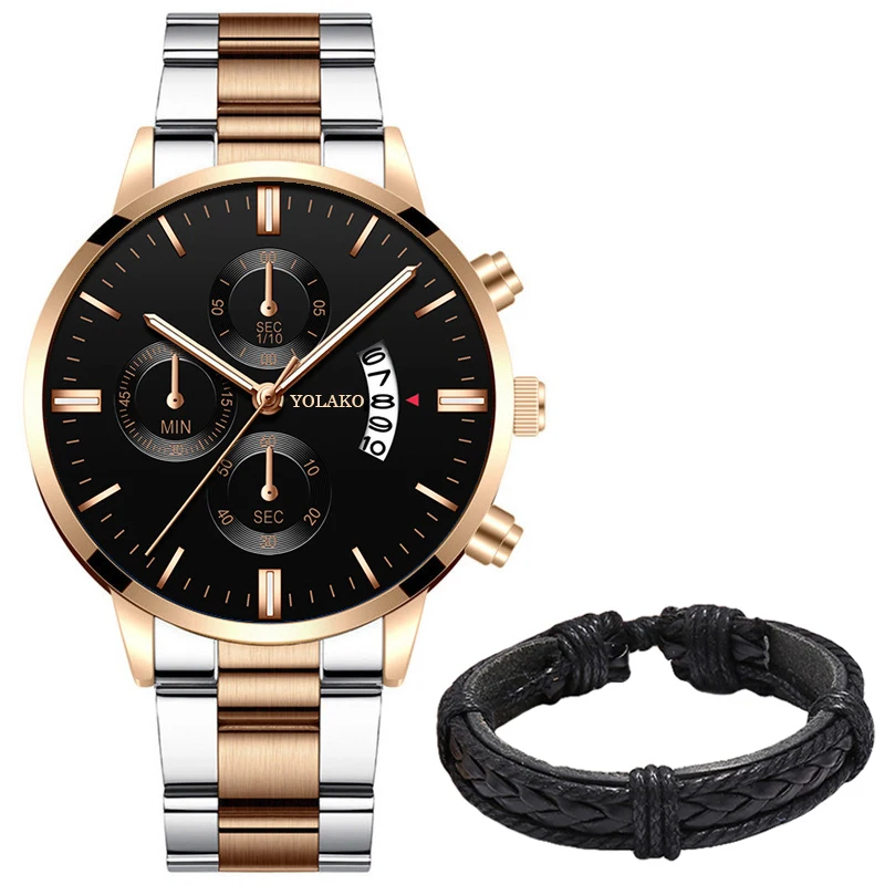 Mens Brand Watches Fashion Men Business Casual Stainless Steel Analog Quartz Wristwatch Male Black Leather Bracelet Watch Clock 