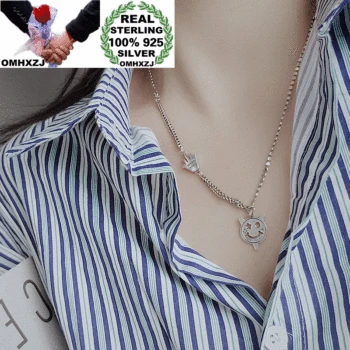 

OMHXZJ Wholesale HA23 European Fashion Woman Girl Birthday Party Gift Devil Smile Hand 100% 925 Sterling Silver Pendant Necklace