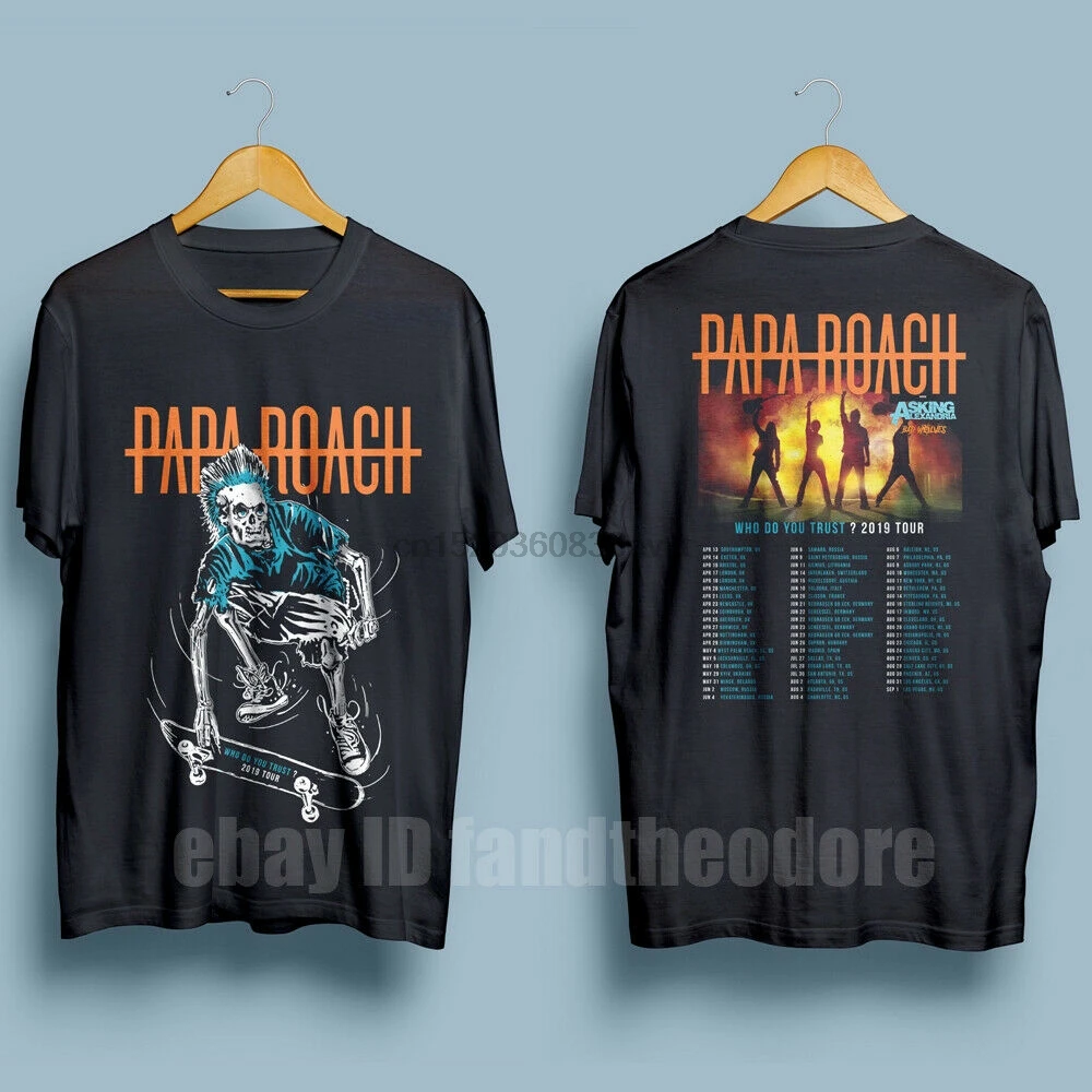 Футболка мужская черная с надписью Papa Roach Who Do You Trust Tour 2019 размер S-XXL |
