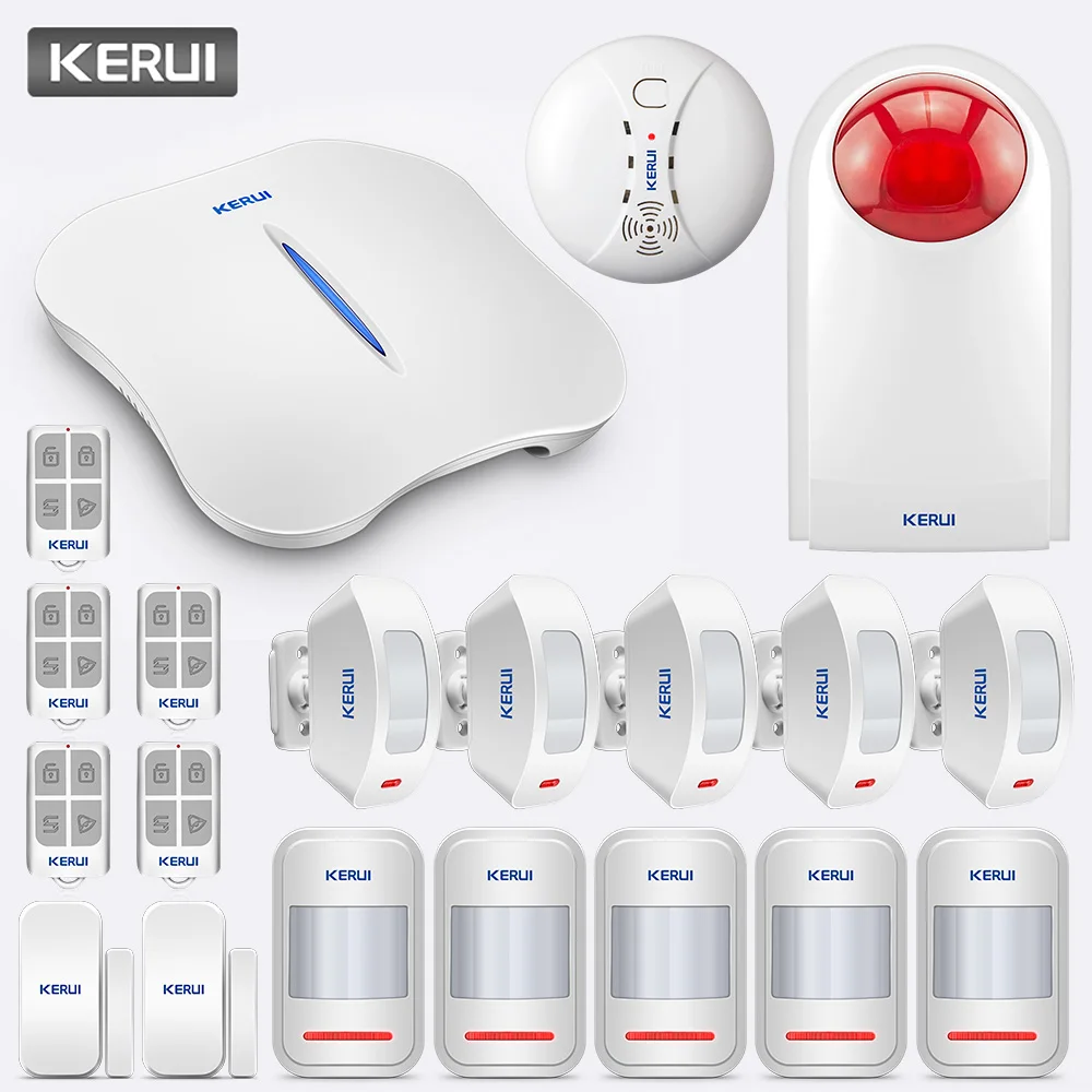 

KERUI W1 Intelligent Home Arm Wireless WiFi PSTN Alarm System APP Remote Control Anti-theft Alert SOS PIR Doorbell Alarm System
