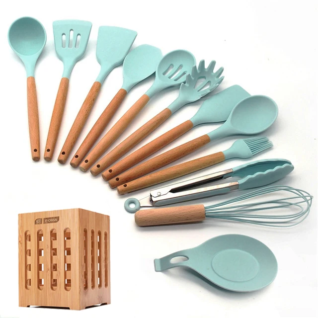 13 Pcs kitchen set 11/12/13Pcs Silicone Kitchen Set nonstick Kitchen Utensils Set with Spoon Spatula Cooking Accessories Baking Kitchen Tools Set - Цвет: 13 Pcs kitchen set