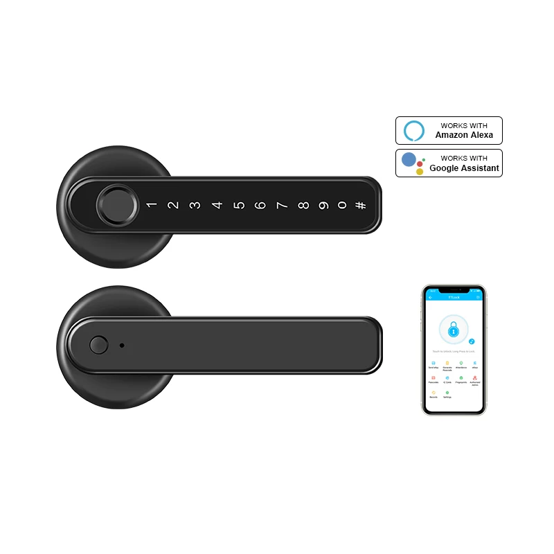 

YOHEEN Bluetooth TTLOCK APP Security Intelligent Handle Home Fingerprint Electronic Smart Door Lock