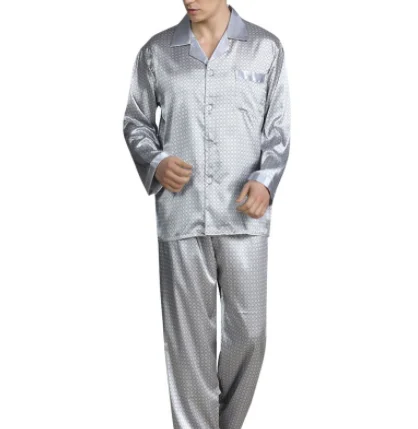 Mens Stain Silk Pajama Sets Pajamas Men Sleepwear Modern Style Printed Silk Nightgown Home Male Satin Soft Cozy Sleeping Pajamas mens cotton pajama bottoms Men's Sleep & Lounge