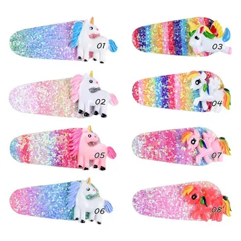 

24 pcs/lot, Glitter Rainbow Snap clips, Unicorn glitter hair clips, Children girls hair accessories