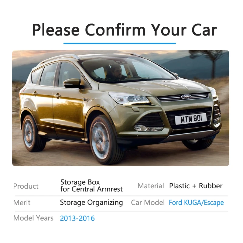 Для Ford KUGA MK2 Ford Escape MK3 пред-подтяжка лица 2013~ подлокотника коробка для хранения укладка автомобиля Органайзер аксессуары