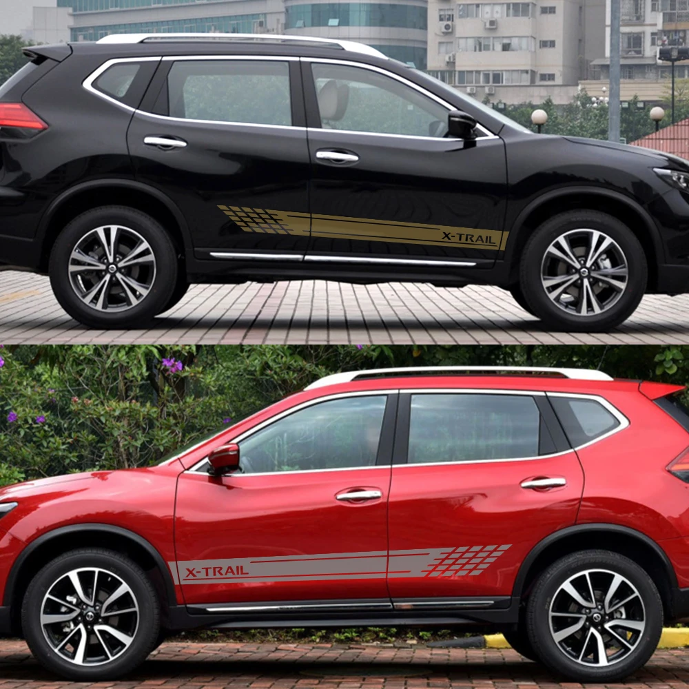 2 шт. автомобиль длинной стороне полосатые наклейки для Nissan X Trail виниловая пленка