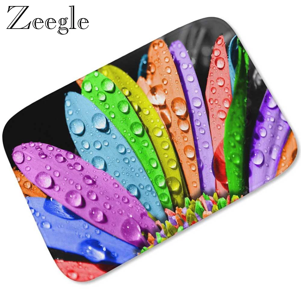 Zeegle Floor Mat Flannel Doormat Non-slip Bathroom Mat Outdoor Carpet Soft Indoor Rug Hallway Carpet Foot Mat