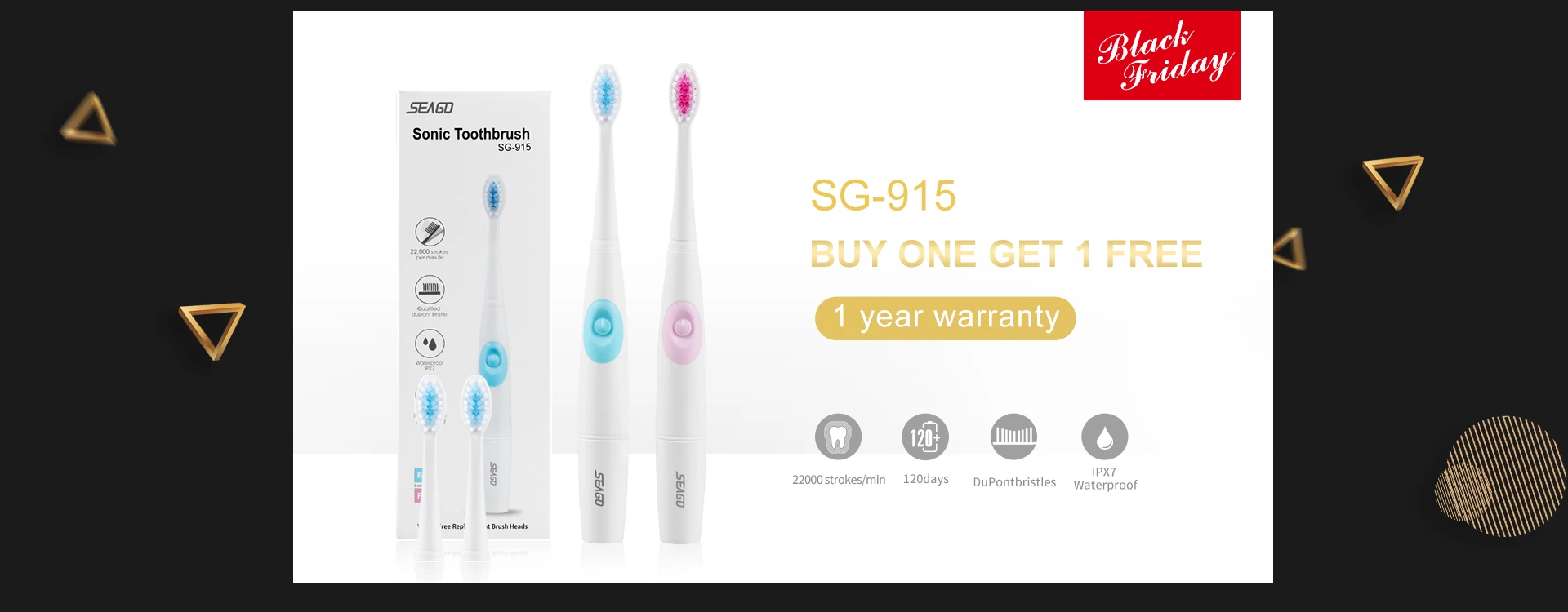 Электрическая зубная щетка SEAGO с 1 сменной щеткой купить 1 получить 1 бесплатно аккумулятор зубная щетка для гигиены полости рта E23