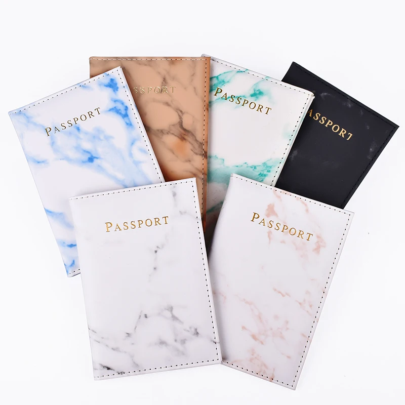 

Unisex Travel Passport Covers Leather Wallet Waterproof Passport Holder Case Marble Style Credit Card Holder Packet