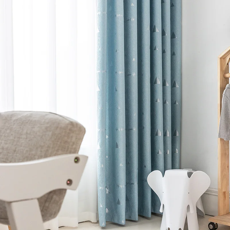 YCENTRE Thermal Insulated Window Jacquard Blackout Curtains Modern Blue Drape Blinds Panel for Bedroom / Living Room /kids Room 4