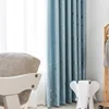 YCENTRE Thermal Insulated Window Jacquard Blackout Curtains Modern Blue Drape Blinds Panel for Bedroom / Living Room /kids Room 4