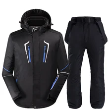Мужской зимний костюм наборы сноубординга зимняя спортивная одежда для улицы водонепроницаемые ветрозащитные лыжные куртки+ снежный пояс брюки