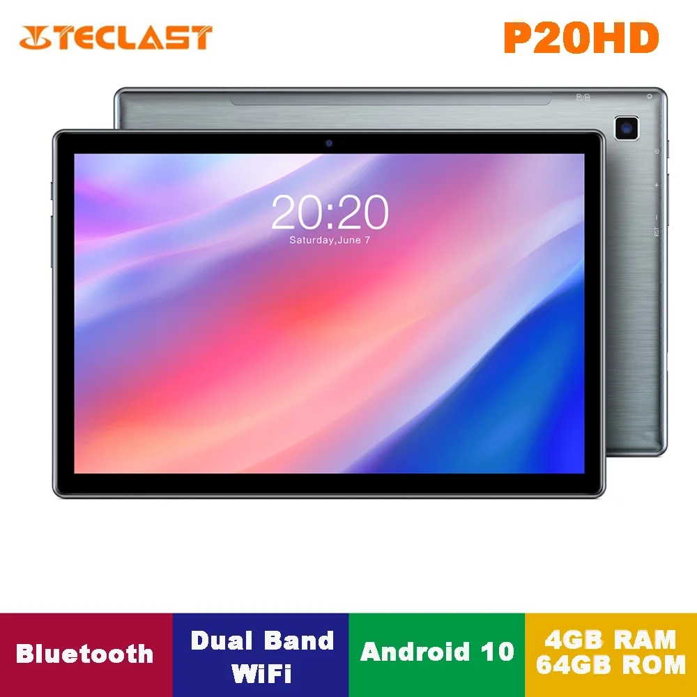  Teclast P20HD 10,1 дюймов Планшеты Android 10,0 4 Гб Оперативная память 64 Гб Встроенная память 2,4 ГГц/Wi Fi 5 ГГц WI FI 4G bluetooth 19201200 6000 мАч планшет 