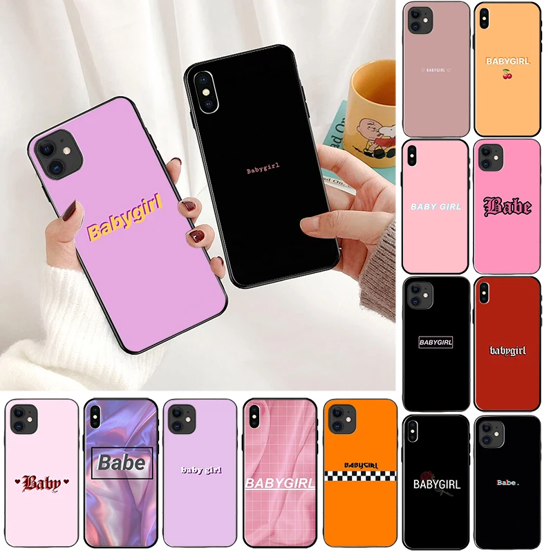 Babaite Babe babygirl honey line Text art черный чехол для телефона Apple iPhone 8 7 6 6S Plus X XS MAX 5 5S SE XR 11pro max |