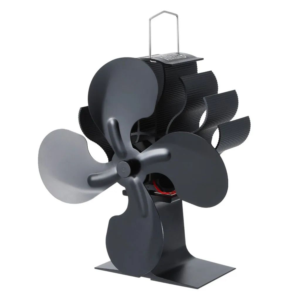 

4 Blade Heat Powered Stove Fan Black Fireplace Fan Burner Eco Friendly Quiet Fan Home Fireplace Fan Efficient Heat Distribution