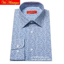 Индивидуальный заказ для мужчин на заказ хлопок цветочные рубашки бизнес формальные свадебные ware Блузка белый синий маленький цветок Мода