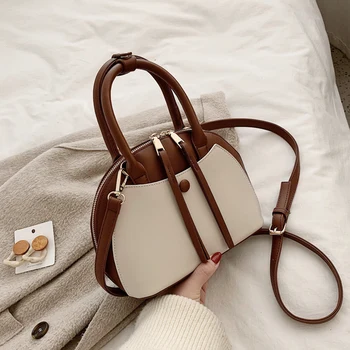 

Burminsa Spring Shell Women Messenger Bags Double Zippers Small Female Shouder Bags Unqiue Design Patchwork Girls Handbags 2020