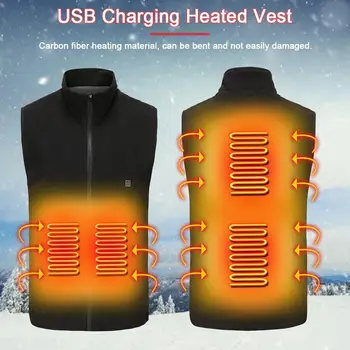 

Winter Warm Heated Vest USB Powered Heated Jackets Winter Intelligent Heating Vest Waistcoat For Outdoor Skiing Hiking Fishing