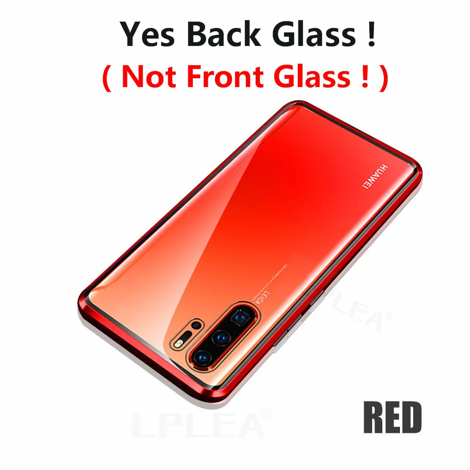 Red Магнитный адсорбционный металлический чехол для huawei P30 Pro P20 Lite P Smart, Задняя стеклянная крышка для mate 10 Lite 20 Pro Honor 10 Lite - Цвет: Red