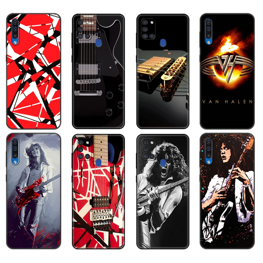 Черный ТПУ чехол для Samsung Galaxy A50 50S A30S A10 A01 A11 A21S A31 A41 A51 A71 M21 M30S S10 LITE Eddie Van Halen Graphic