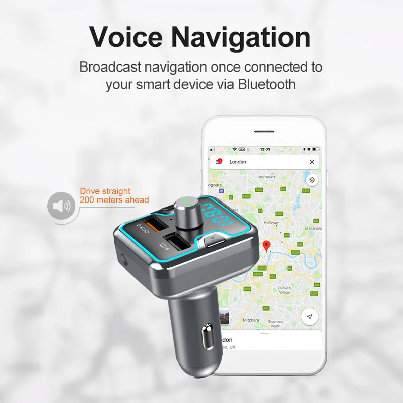 JaJaBor, fm-передатчик, fm-модулятор, Bluetooth 5,0, громкая связь, вызов, Bluetooth, автомобильный комплект, QC3.0, быстрая зарядка, Автомобильный MP3 аудио плеер
