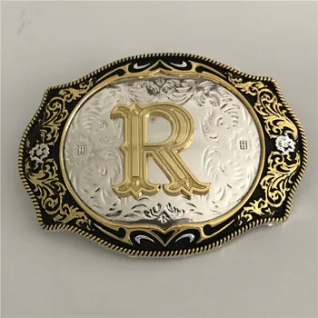 

1Pcs Cintura Cowboy Golden R Initial Letter Belt Buckles Fit 40MM Width Belts