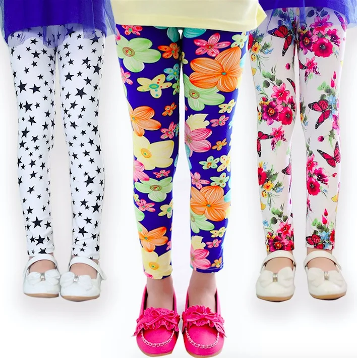 Новинка 2019 года милые леггинсы с цветочным принтом для маленьких девочек детские