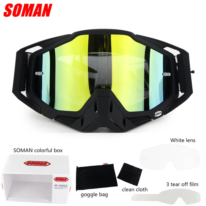 SM11 мотоциклетные очки для мотокросса с УФ-защитой ATV Gafas внедорожные грязевые очки пылезащитные гоночные очки es анти ветер Brillen стекло - Color: Black