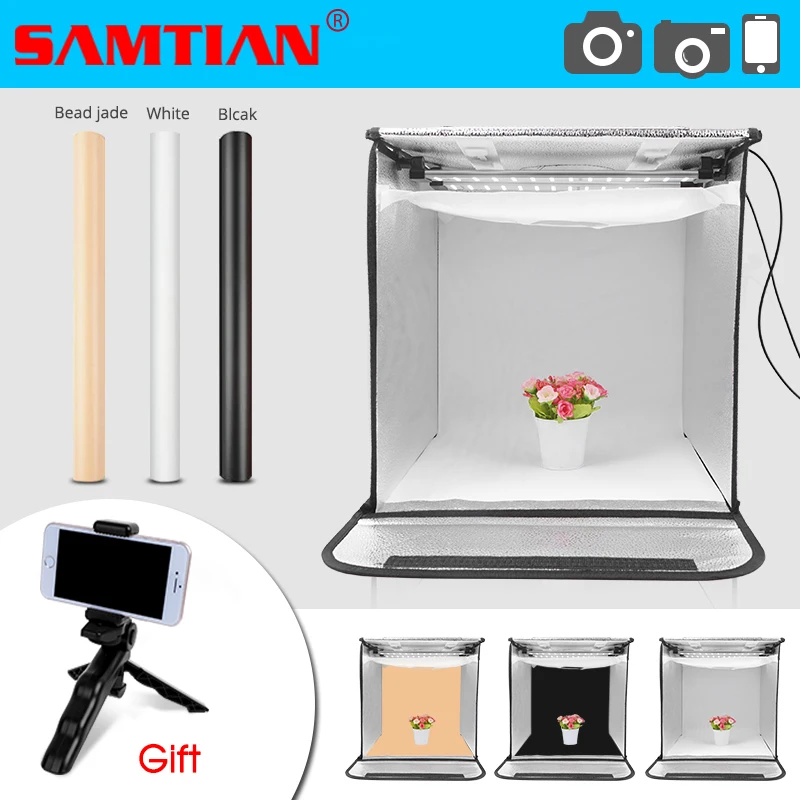 

SAMTIAN light box 40cm Portable Softbox Photo Studio Lightbox with 3 colors Background for jewelry Toy Photography Room Tent