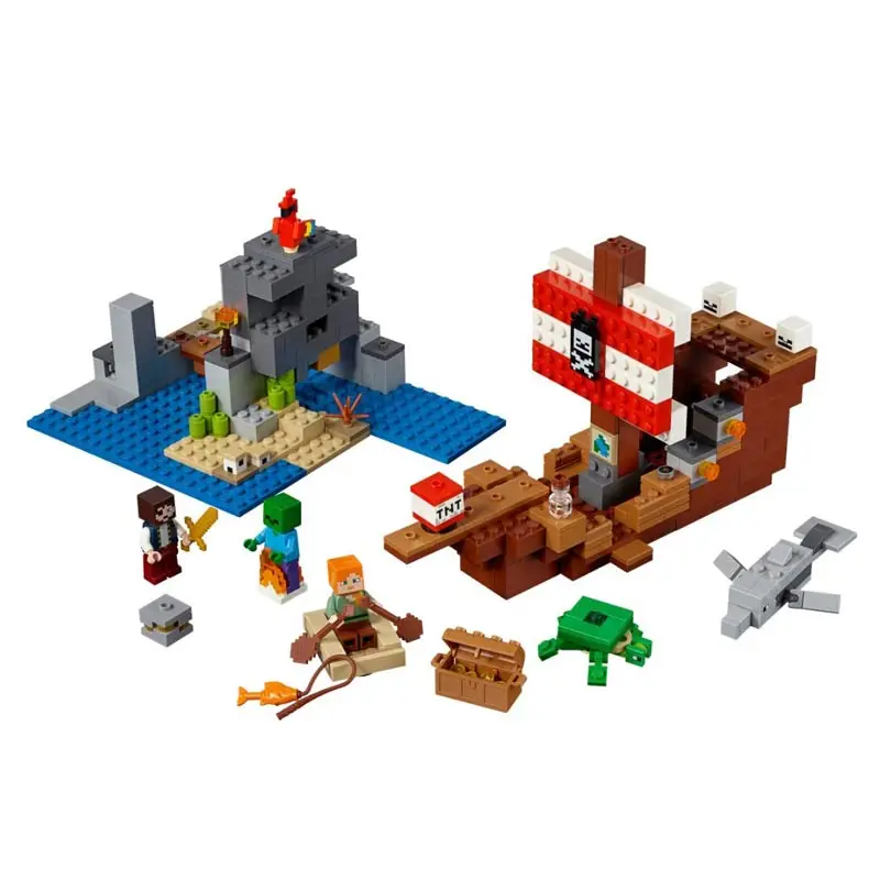Pirate Ship Adventure Building Blocks With Alex & Pirate Action Figures Compatible My World Bricks Set Gifts Toys 21152 Pirate Ship Adventure Building Blocks With Alex & Pirate Action Figures Compatible My World Bricks Set Gifts Toys 21152