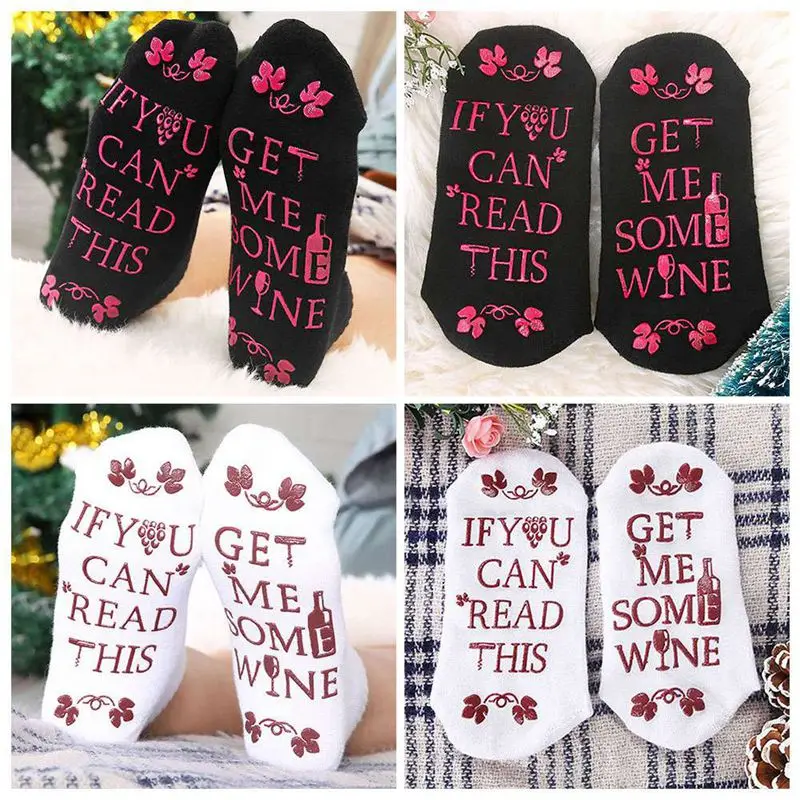 Женские носки с буквенным принтом; если вы можете прочесть это, купите мне винные носки унисекс; зимние Рождественские теплые носки
