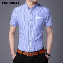 COODRONY Men Shirt Spring Summer Short Sleeve Business Casual Shirts Slim Fit Fashion Striped Gentleman Camisa Masculina C6021S