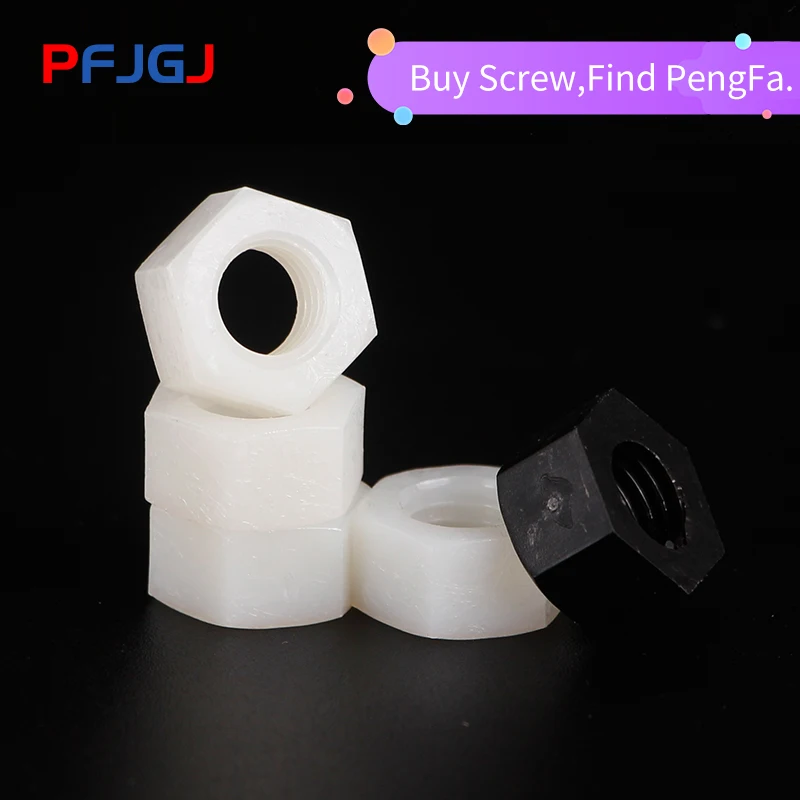 Peng Fa DIN934 M2 M2.5 M3 M4 M5 M6 M8 M10 PA66 нейлон Шестигранная гайка с шестигранной головкой Пластик шестигранные гайки