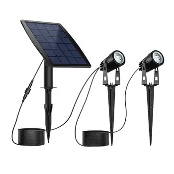 

1Pc Double Head Solar Lawn Light Waterproof Lighting Tool Ground Plug Light Landscape Light For Outside Outdoor (Black)