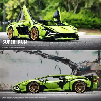 

Green Technic Series Lamborg Car SIAN Roadsterbig37 Model Kits Building Blocks Bricks Super Car Block Toys for Children Kid Gift