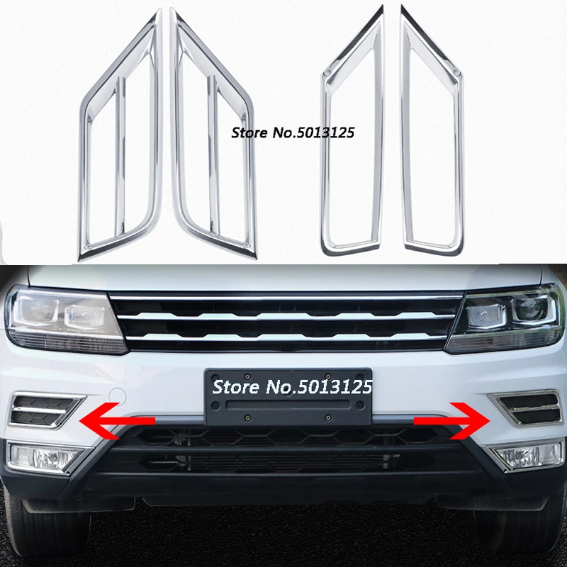 Передние противотуманные на решетке огни накладки фонари Чехлы для Volkswagen VW Tiguan MK2