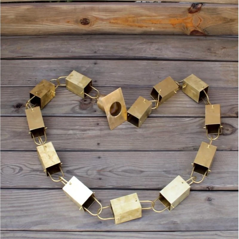 2.4m Water Diversion Chain Rain Bell Temple Eaves Drainage Chain Homestay Villa Japanese Courtyard Garden Copper Rain Guide Chai