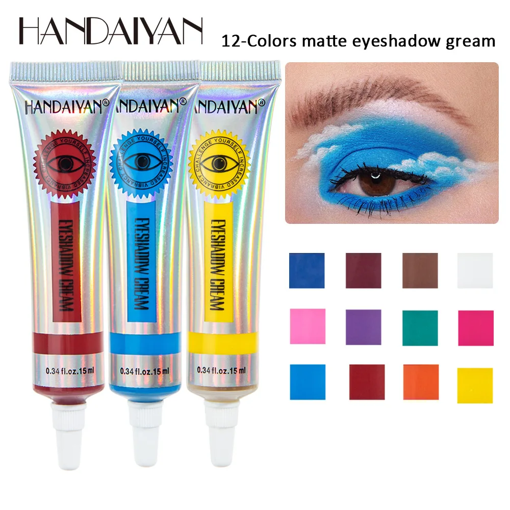 

HANDAIYAN Matte Color Eyeshadow Lasting Not Easy To Fade Eye Shadow Milk Multi-function Eye Shadow Makeup Beauty 12 Colors