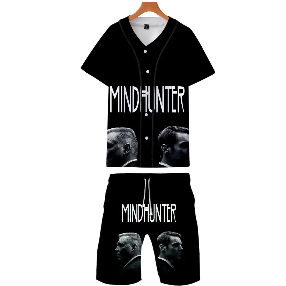 Mindhunter комплект из двух предметов, куртки и шорты Kpop, модная новинка, крутой принт, Mindhunter, бейсбольная куртка, комплект для мужчин, уличная одежда