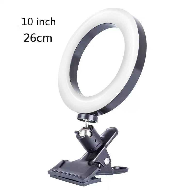 

26cm 16cm LED Selfie Ring Light With Phone Desk Clip Brightness Adjustable Selfie Lights Live Broadcast Video Fill Light Beauty