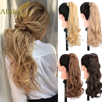 

AISI BEAUTY 22'' Women Long Wavy Synthetic Wrap Around Hairpieces Fake Hair Ponytail Extensions High Temperature Fiber