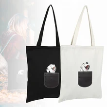 Холщовая Сумка-тоут для женщин тканевая белая сумка через плечо с рисунком из мультфильма Новые Симпатичные кошки и собаки сумки для покупок женская вечерняя сумочка