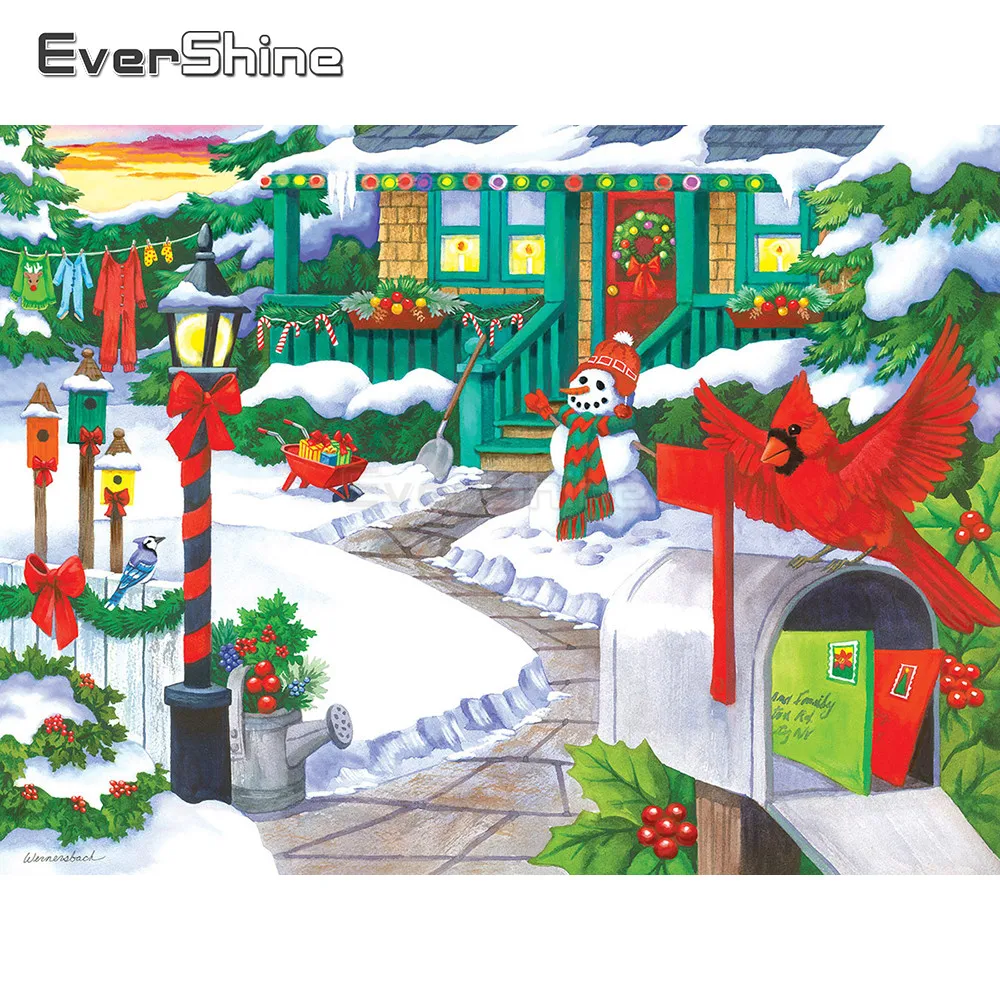 

EverShine Diamond Painting New Arrivals Winter Landscape Picture rhinestones Diamond Embroidery mosaic Full display Cross stitch