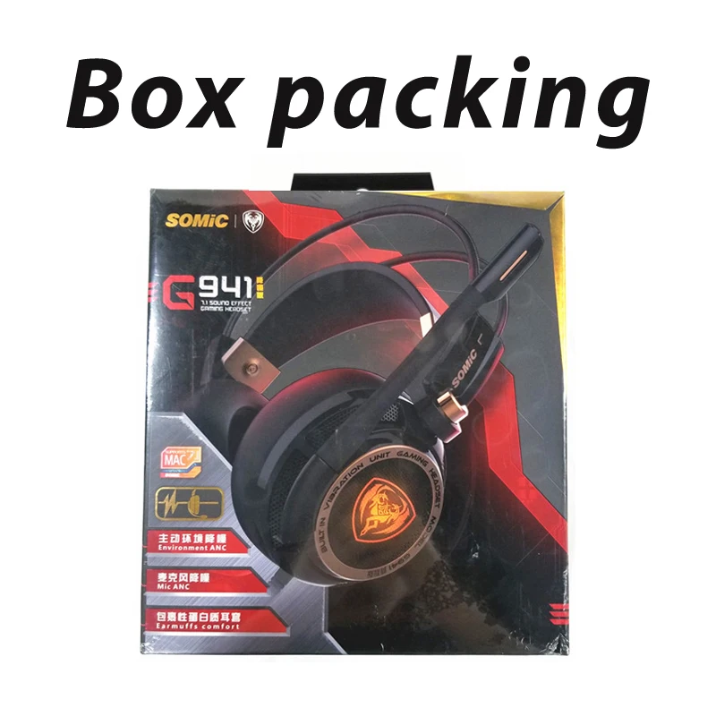 retail box Somic обновление G941 активная шумоподавление 7,1 Виртуальная объемная звуковая USB игровая гарнитура с микрофоном Вибрирующая для ПК ноутбука - Цвет: retail box
