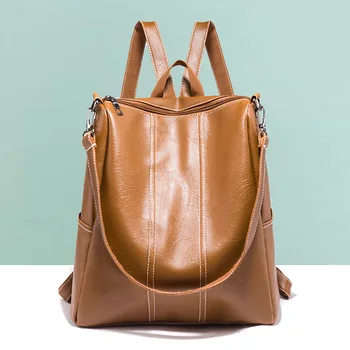 

2020 Hot New Women's Backpack Fashion Beautiful Women's Essential Pure-color Double with Small Backpack Women's Backpack
