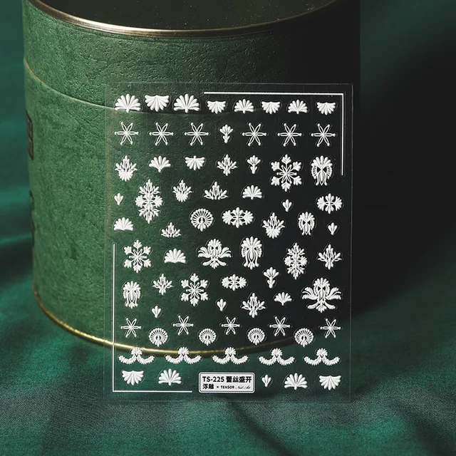 Butterfly 3D Acrylic Engraved Nail Sticker Sweater Wool Cute White Snowflake Wing Colorful Relief Nail Water Slide Decals ZJ0252 NO.6