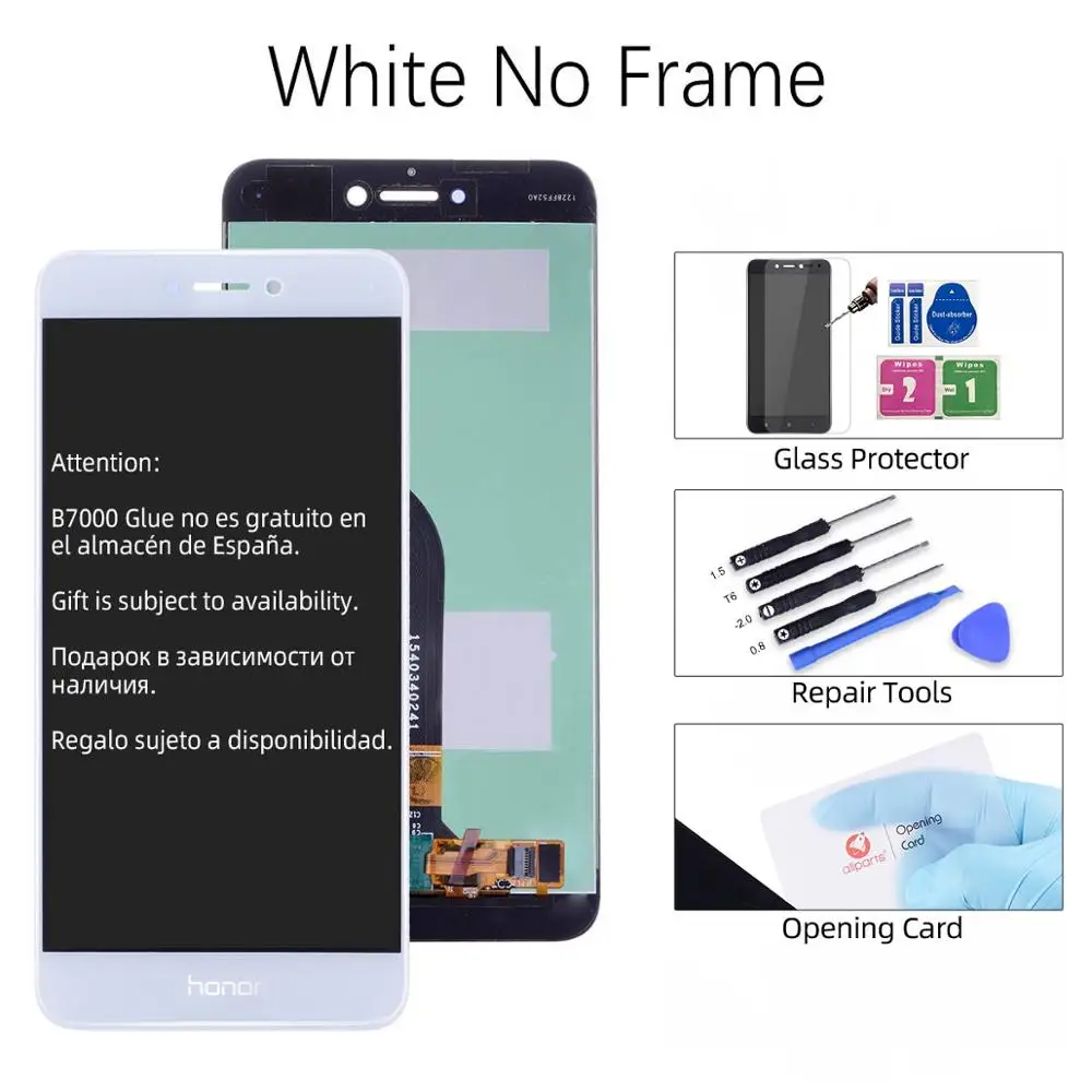 White No Frame Дисплей для HUAWEI Honor 8 Lite LCD в сборе с тачскрином на рамке 5.2'' PRA-TL10 PRA LX1 LX3 - Цвет: White No Frame