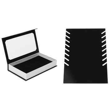 

72 Ring Jewellery Display Storage Box Tray Show Case with Cover & Black Velvet Necklace Pendant Jewellery Display